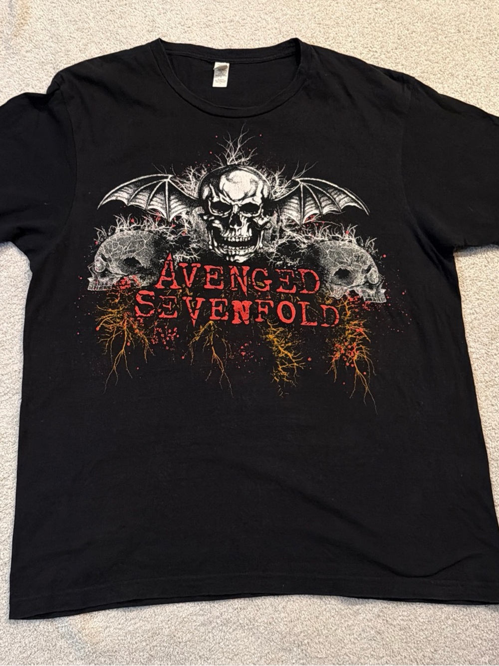 Tultex Black Avenged Sevenfold Graphic Tee with Red and Yellow Accents